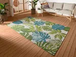 Flair Tropical Leaves Turqouise Green Rug